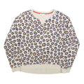 BODEN Womens Cream Leopard Print Crew Neck M Cotton Blend Sweatshirt