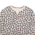 BODEN Womens Cream Leopard Print Crew Neck M Cotton Blend Sweatshirt