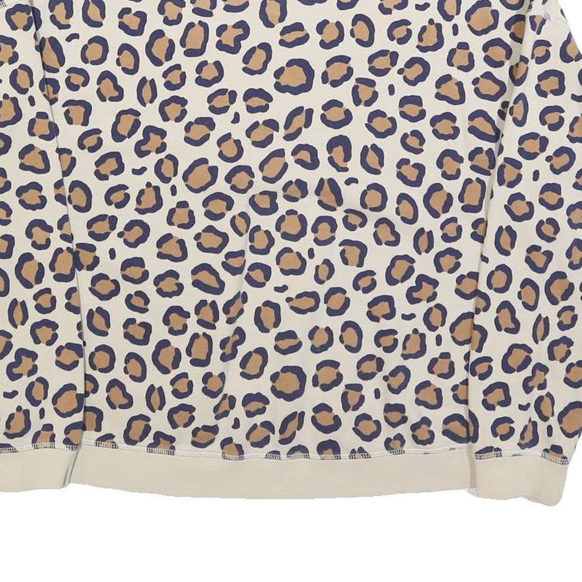BODEN Womens Cream Leopard Print Crew Neck M Cotton Blend Sweatshirt