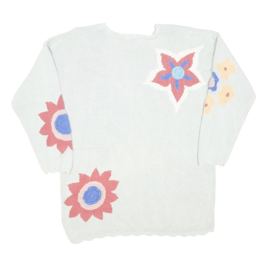NEXT Womens Cream Floral Patterned Jumper Round Neck Basic Knit S