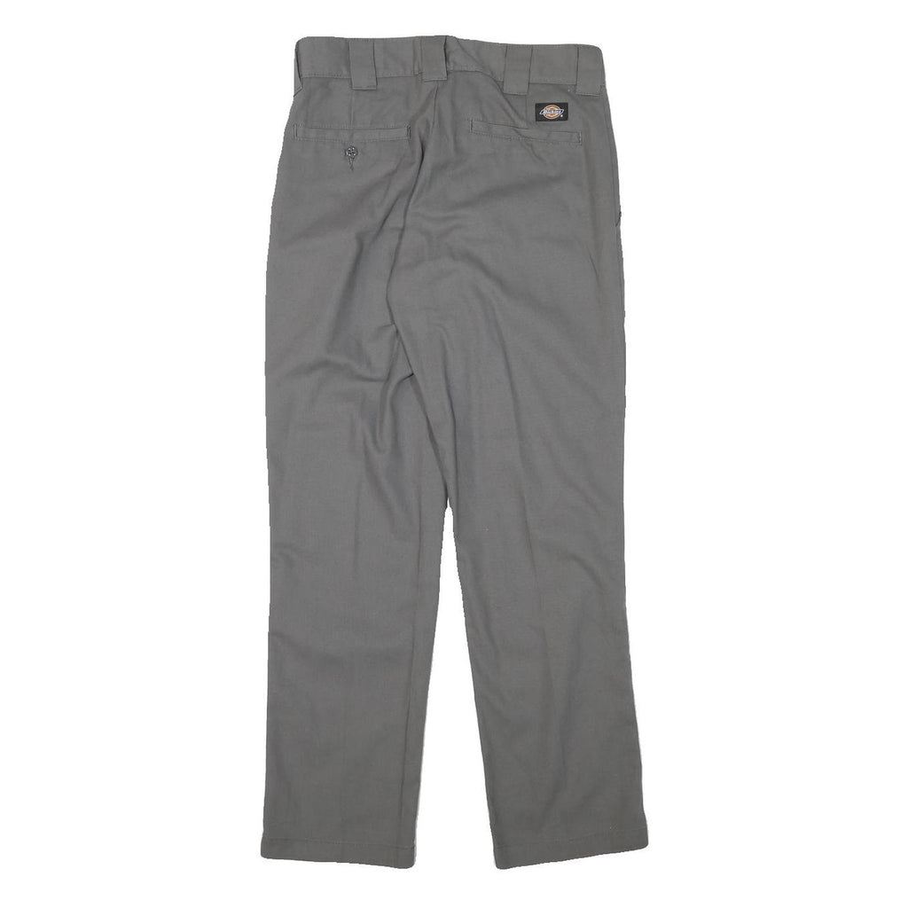 DICKIES Mens Cotton Blend Grey Regular Straight Trousers W30 L29 Workwear Casual