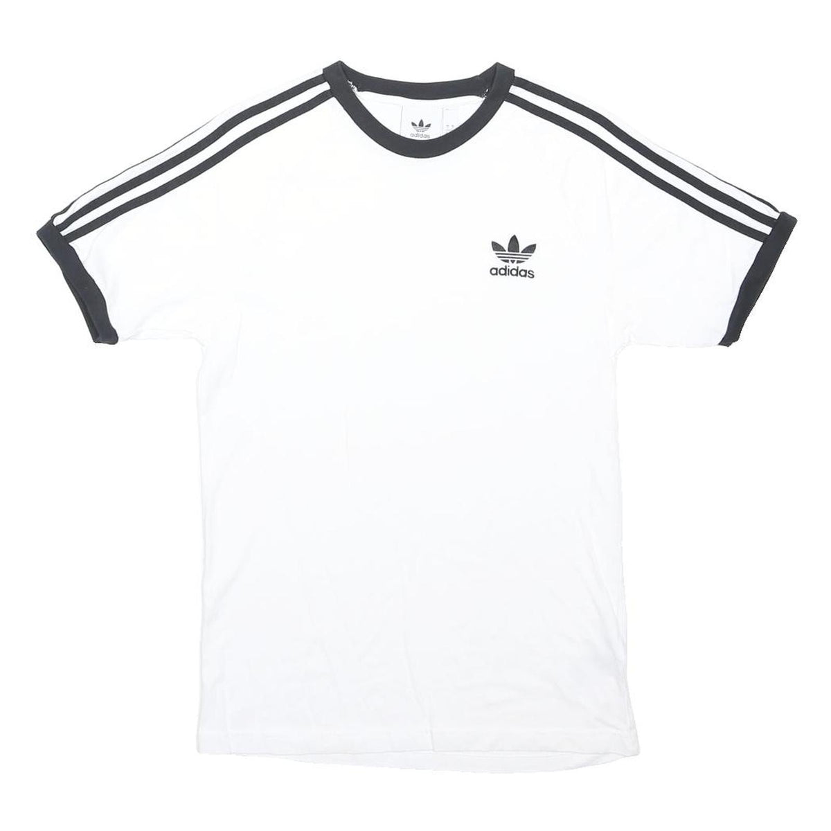 ADIDAS ORIGINALS Mens White & Black Classic T-Shirt S Short Sleeve Crew Neck