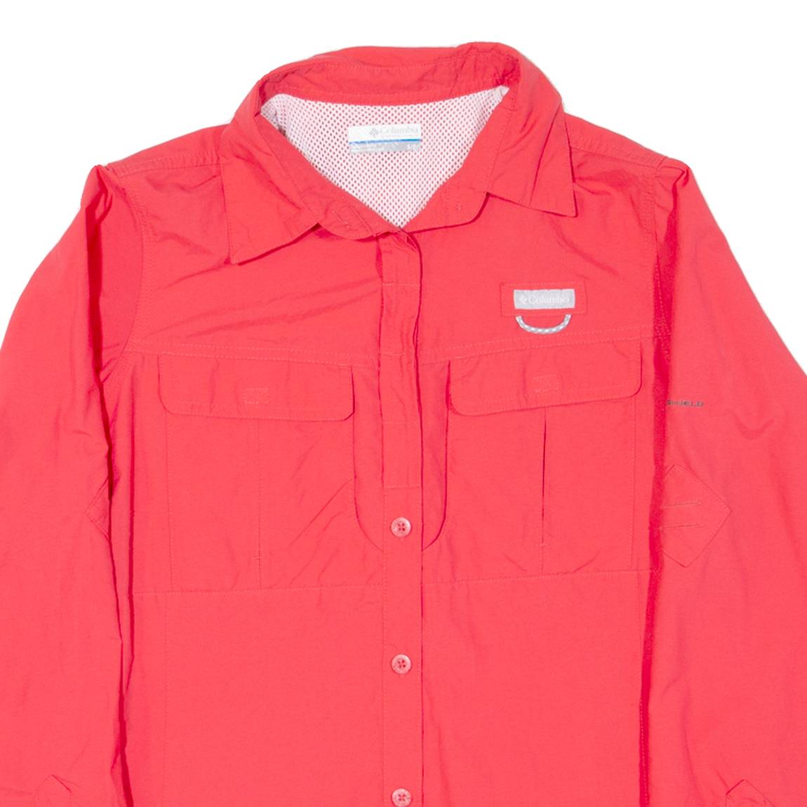COLUMBIA Womens Plain Shirt Pink Long Sleeve S