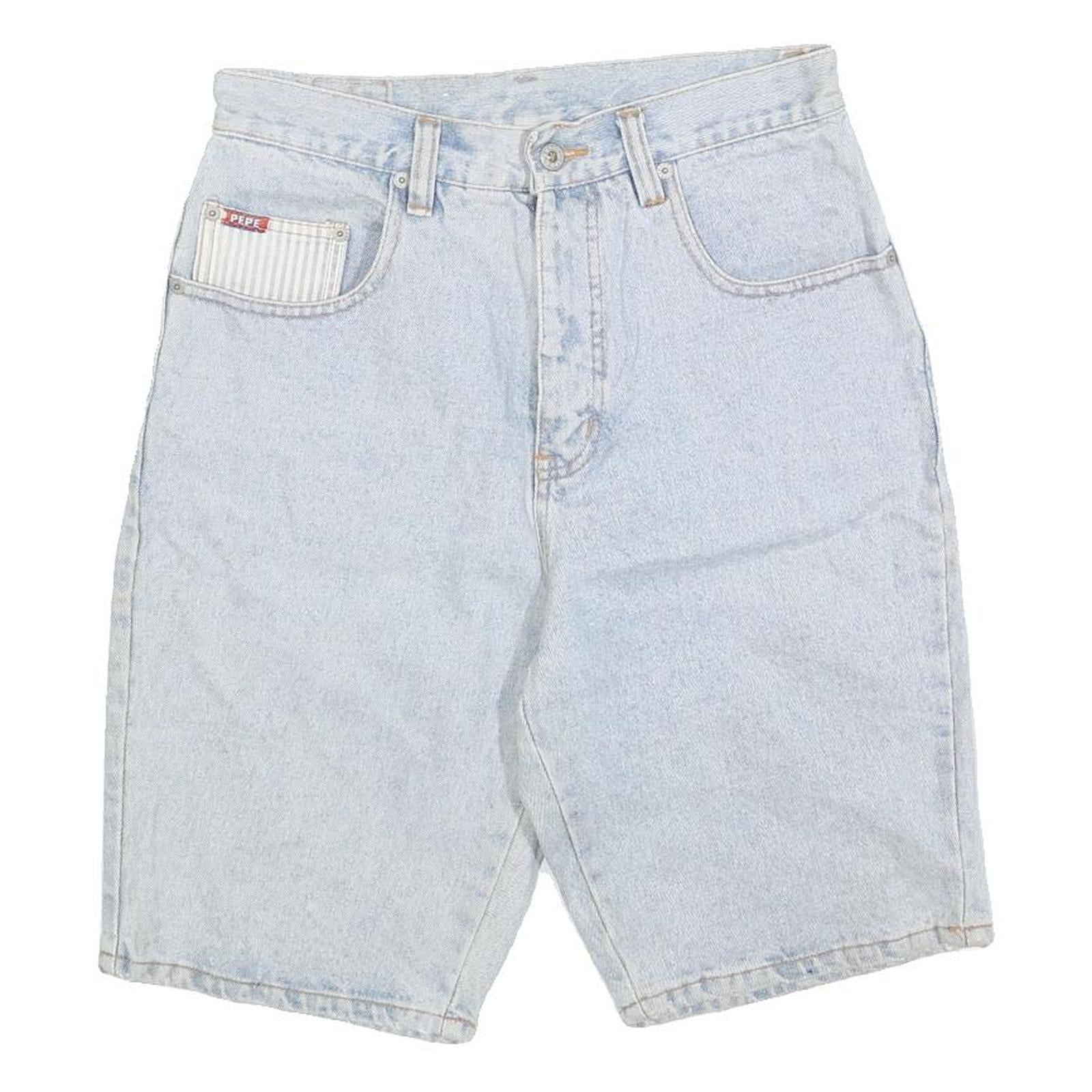 PEPE Mens Denim Blue Casual Shorts M W30 Classic Cotton Blend Comfortable Fit