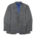 Mens Grey Wool Blend Classic Blazer Jacket L Button Closure Formal Tailored