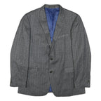 Mens Grey Wool Blend Classic Blazer Jacket L Button Closure Formal Tailored