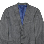 Mens Grey Wool Blend Classic Blazer Jacket L Button Closure Formal Tailored