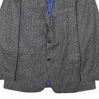Mens Grey Wool Blend Classic Blazer Jacket L Button Closure Formal Tailored