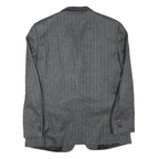Mens Grey Wool Blend Classic Blazer Jacket L Button Closure Formal Tailored