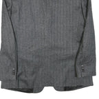Mens Grey Wool Blend Classic Blazer Jacket L Button Closure Formal Tailored