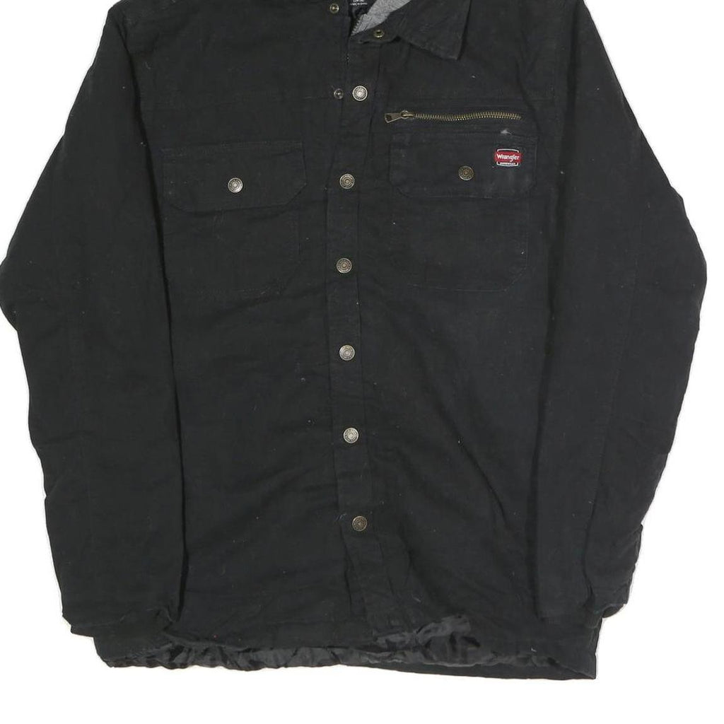 WRANGLER Mens Black Zip Jacket S Cotton Blend Hooded Casual Lightweight
