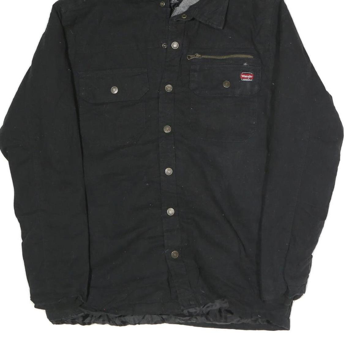 WRANGLER Mens Black Zip Jacket S Cotton Blend Hooded Casual Lightweight