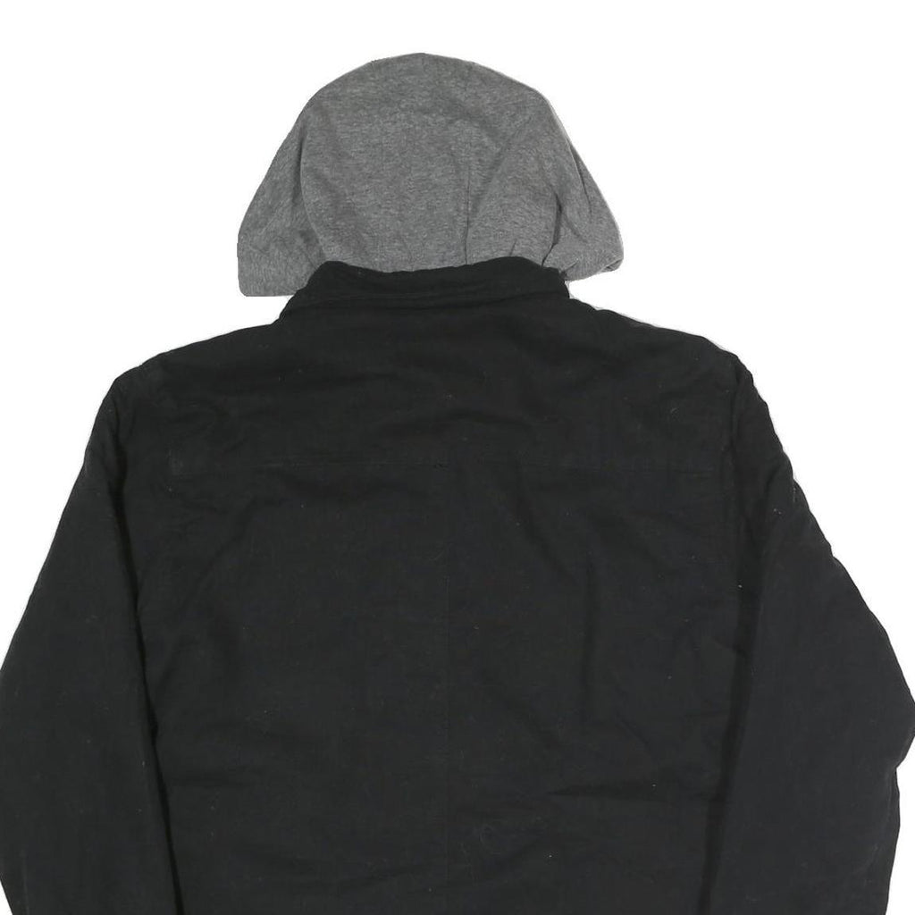 WRANGLER Mens Black Zip Jacket S Cotton Blend Hooded Casual Lightweight