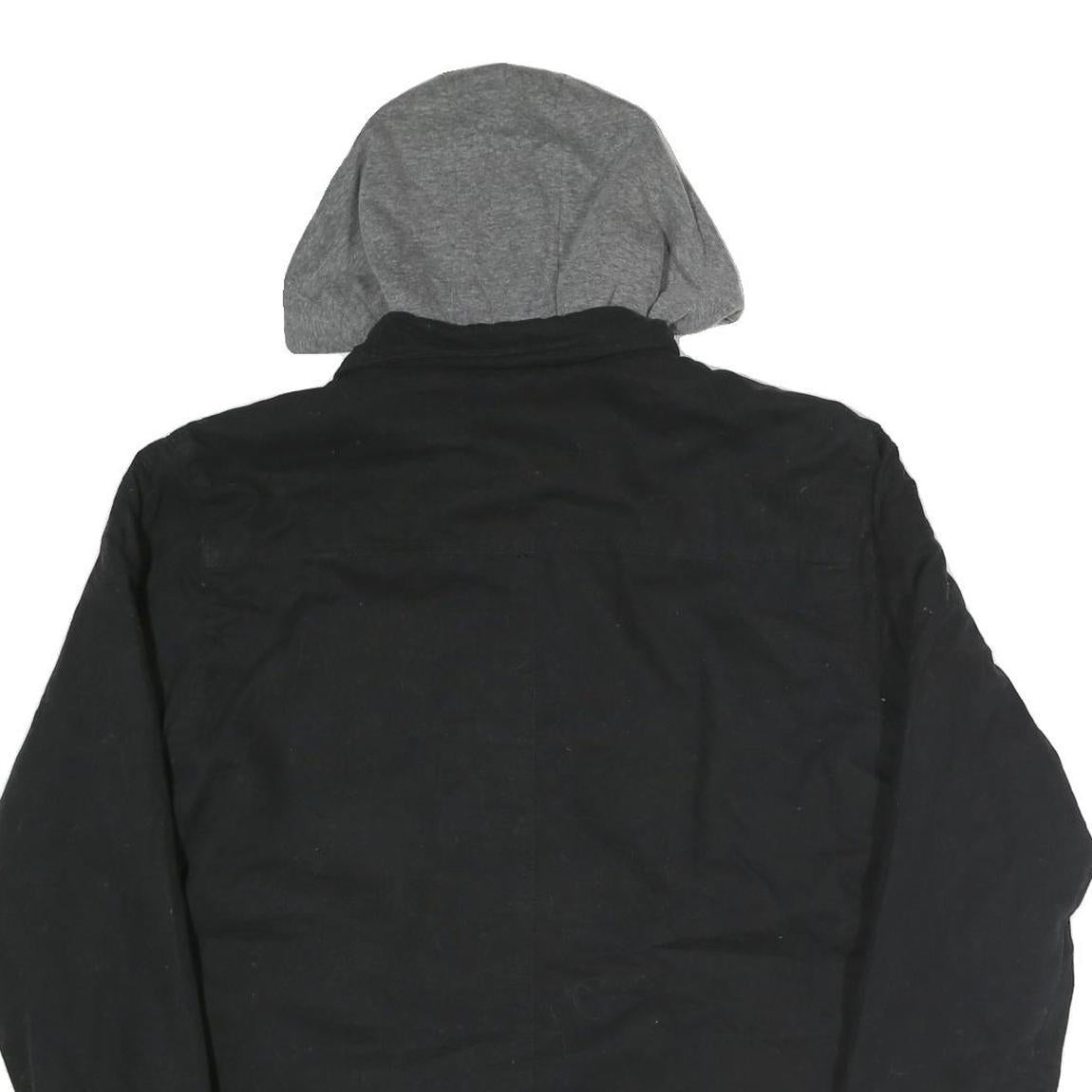 WRANGLER Mens Black Zip Jacket S Cotton Blend Hooded Casual Lightweight