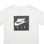 NIKE Boys White Black Logo Graphic T-Shirt M Short Sleeve Crew Neck Cotton Blend