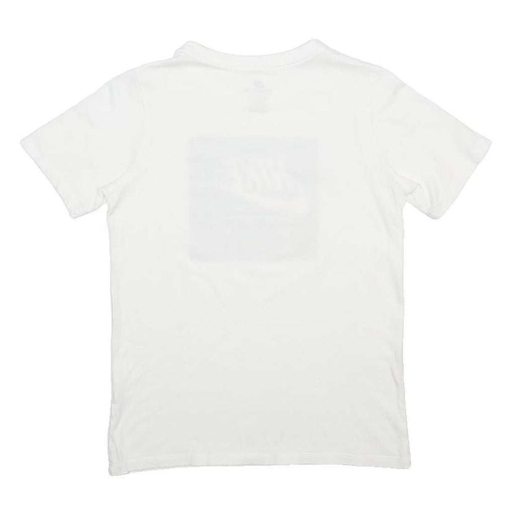 NIKE Boys White Black Logo Graphic T-Shirt M Short Sleeve Crew Neck Cotton Blend