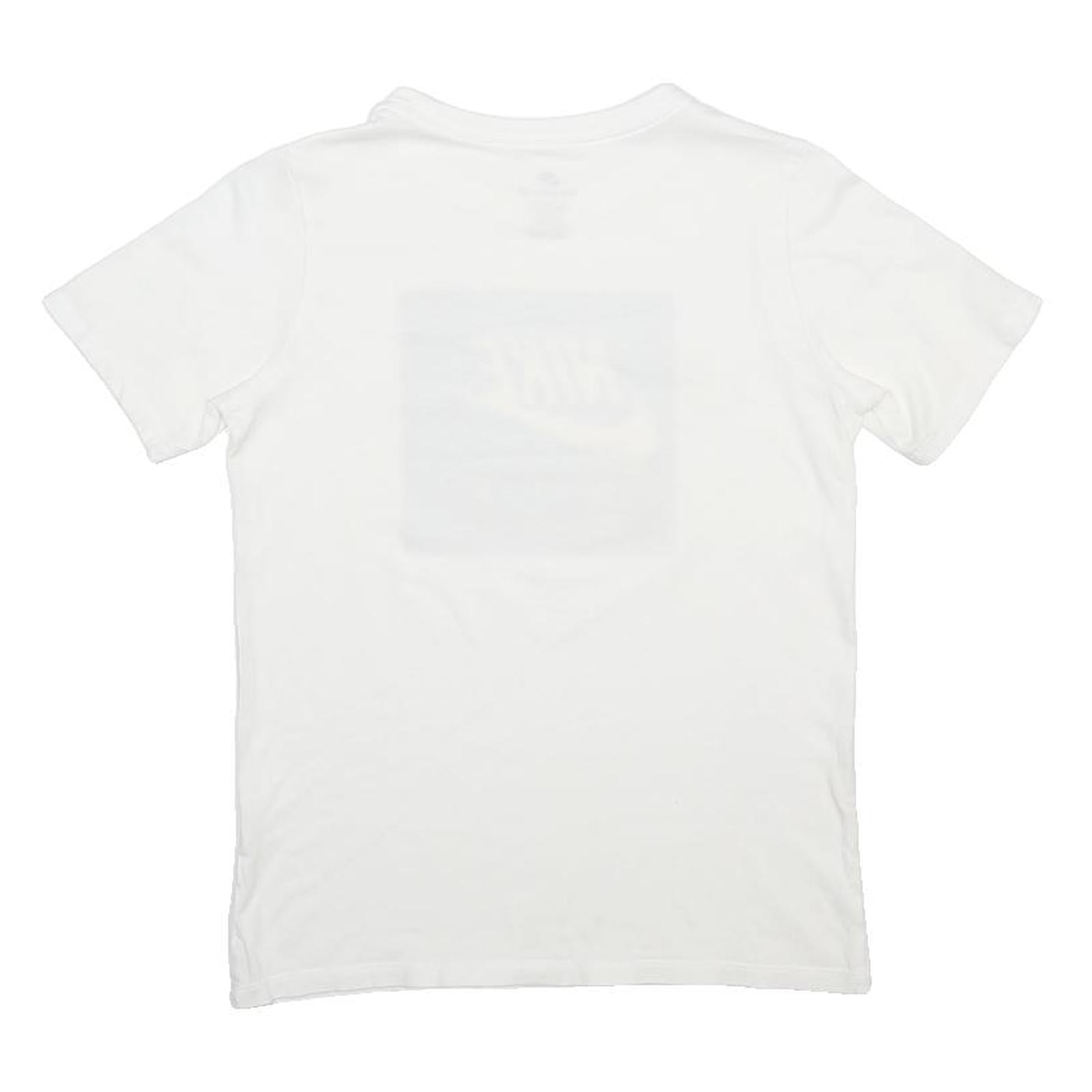 NIKE Boys White Black Logo Graphic T-Shirt M Short Sleeve Crew Neck Cotton Blend