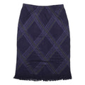 NINA LEONARD Womens Blue Pencil Knee Length Acrylic Blend Checked Skirt L Fringe