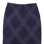 NINA LEONARD Womens Blue Pencil Knee Length Acrylic Blend Checked Skirt L Fringe