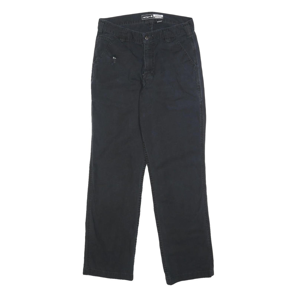 CARHARTT Mens Relaxed Black Cotton Blend Trousers W30 L32 Workwear Zip