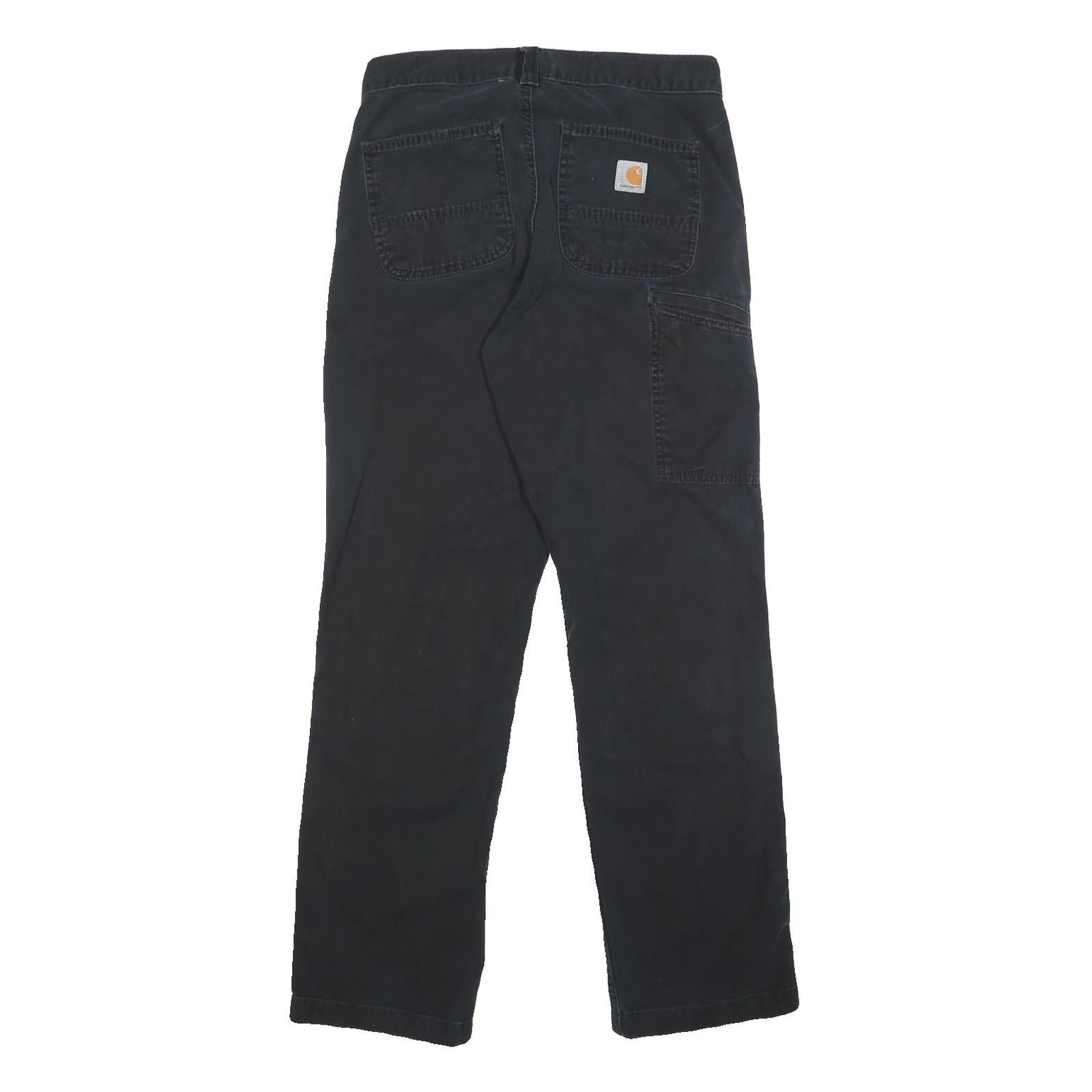 CARHARTT Mens Relaxed Black Cotton Blend Trousers W30 L32 Workwear Zip