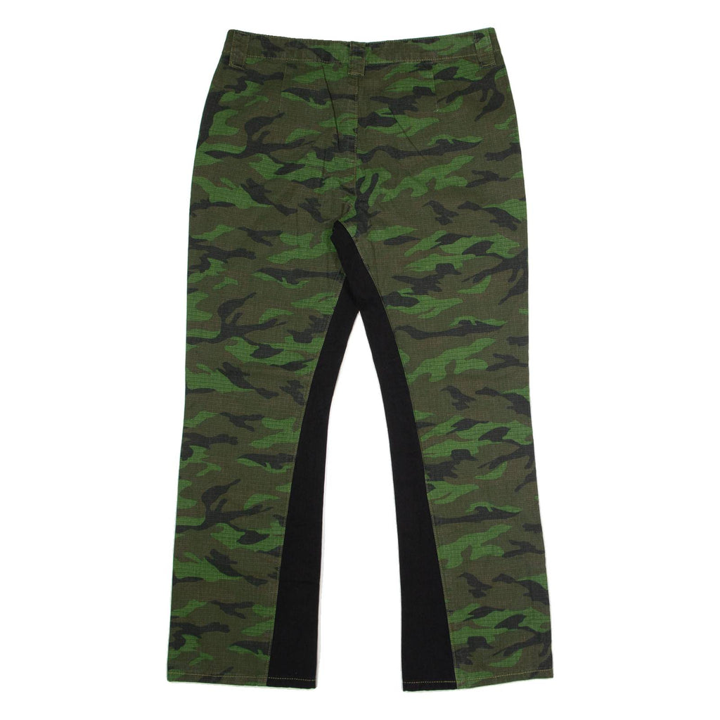 Camouflage Panelled Mens Trousers Green Regular Wide-Leg W34 L30