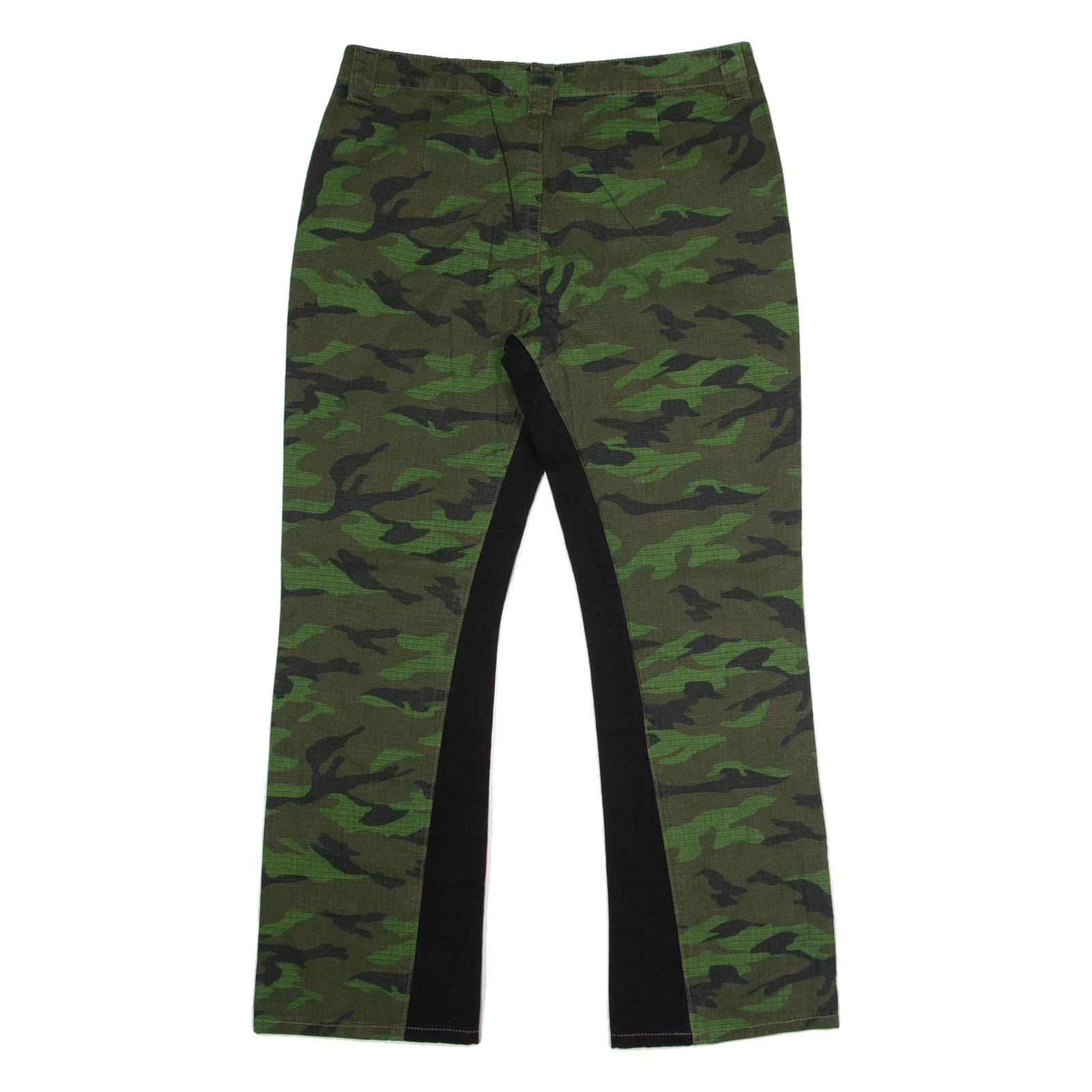 Camouflage Panelled Mens Trousers Green Regular Wide-Leg W34 L30