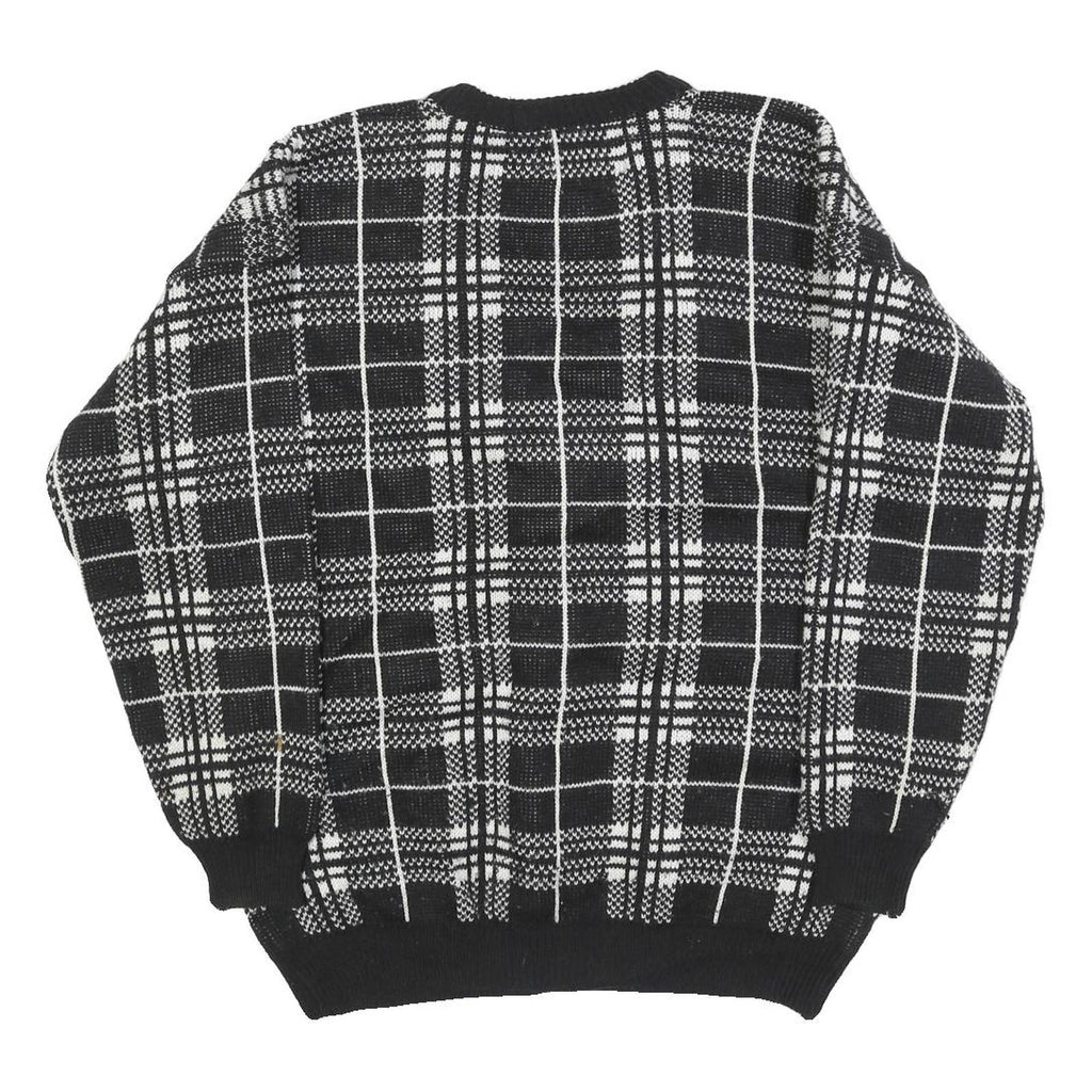 Organically Grown Womens Black & White Patterned Button Up Jumper L Acrylic