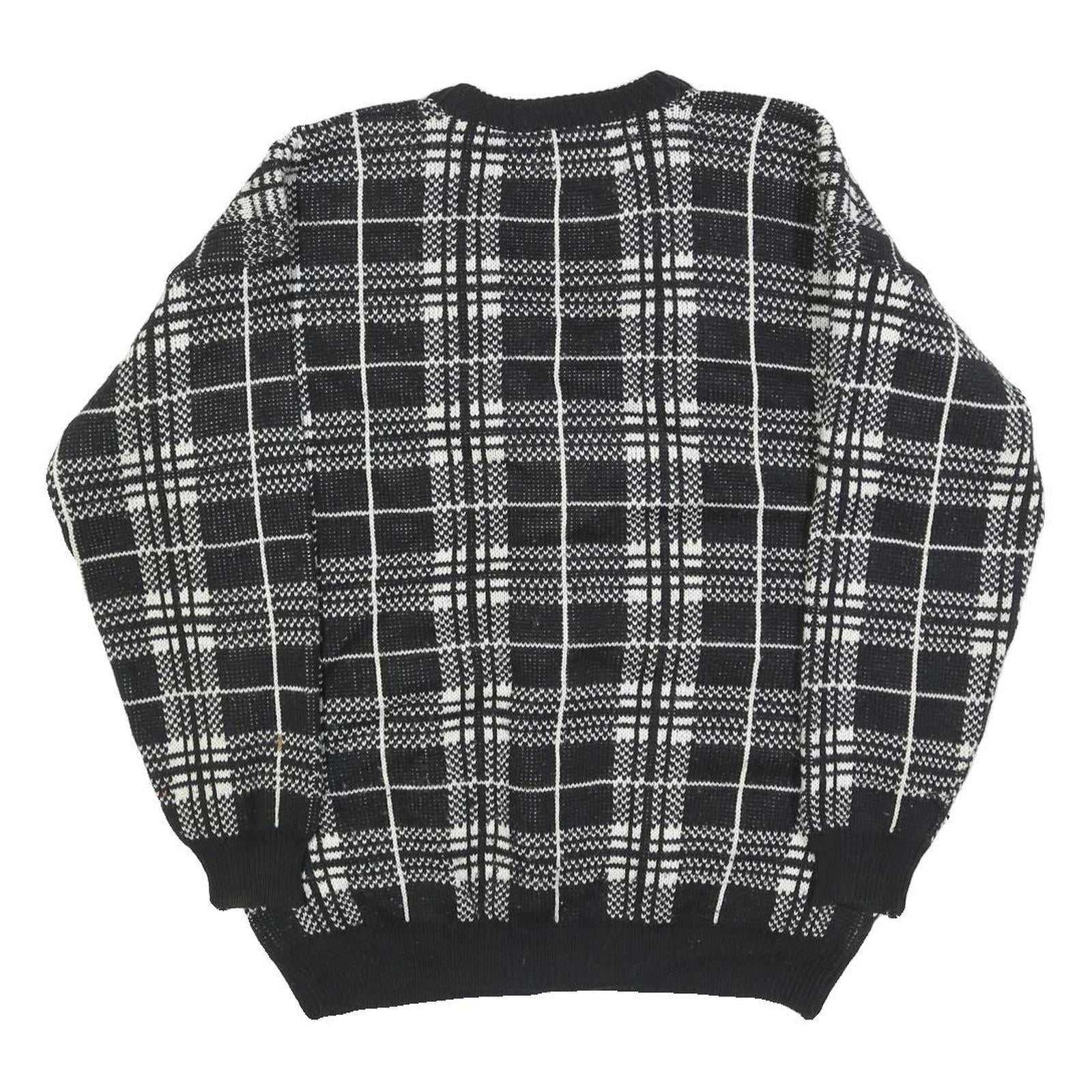 Organically Grown Womens Black & White Patterned Button Up Jumper L Acrylic