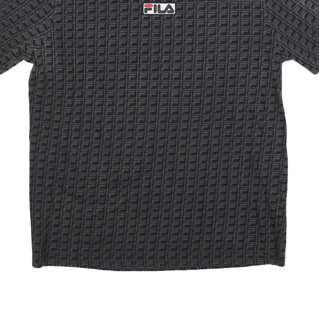 FILA Mens Black Graphic T-Shirt M Short Sleeve Crew Neck Cotton Blend