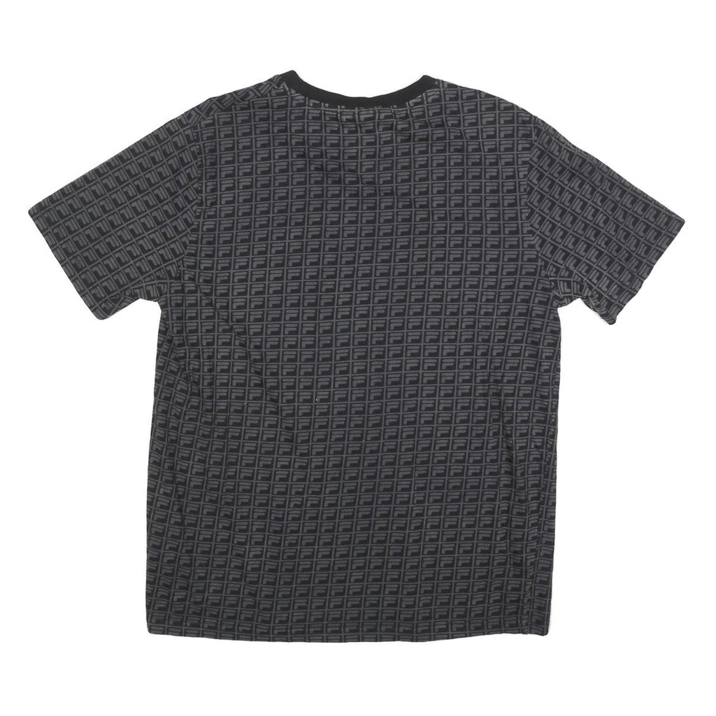 FILA Mens Black Graphic T-Shirt M Short Sleeve Crew Neck Cotton Blend