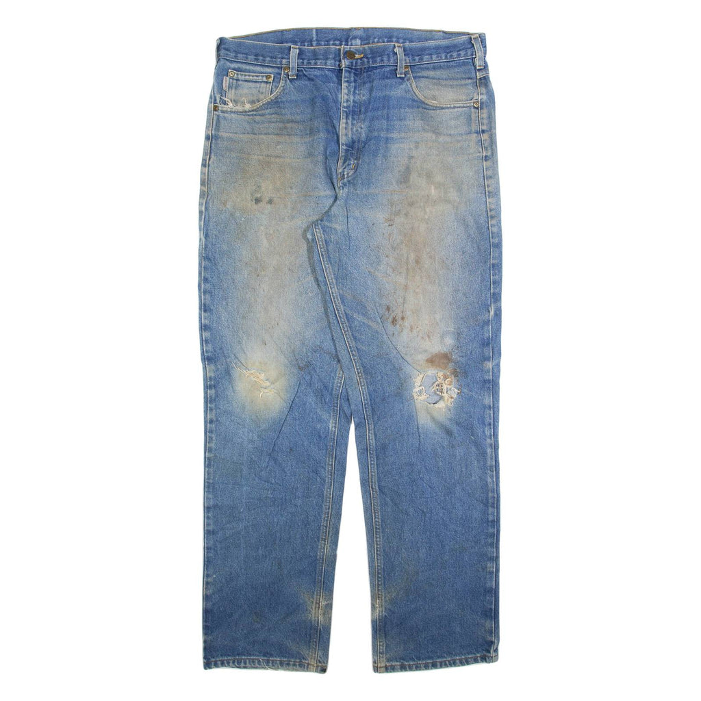 CARHARTT Mens Jeans Blue Relaxed Straight W38 L34