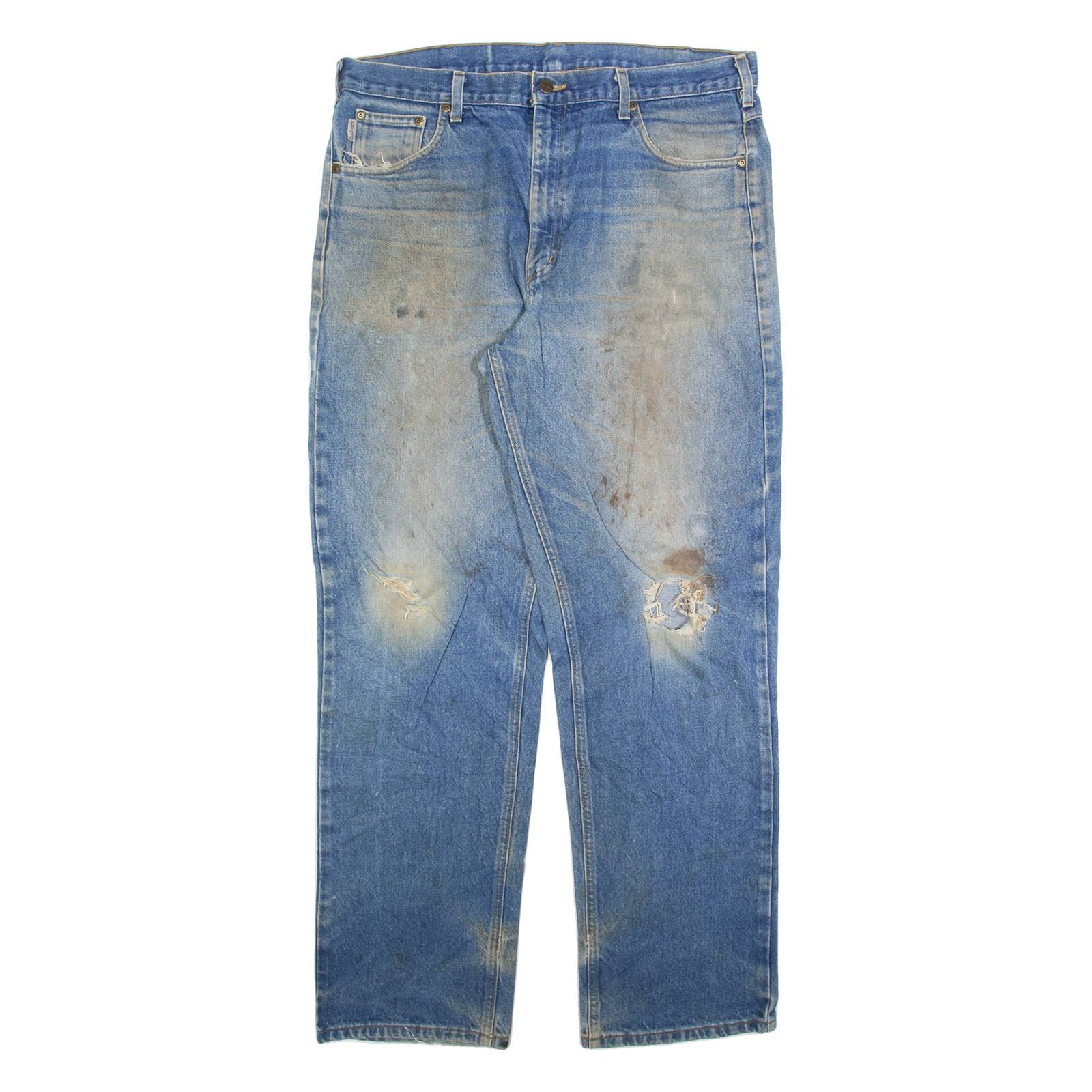 CARHARTT Mens Jeans Blue Relaxed Straight W38 L34