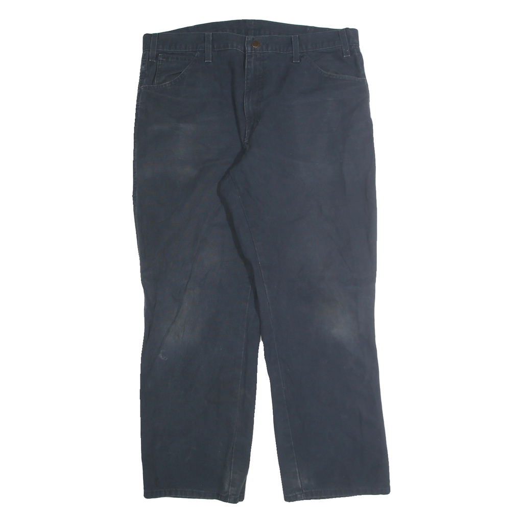 DICKIES Mens Navy Blue Regular Fit Straight Leg Trousers W36 L30 Cotton Blend