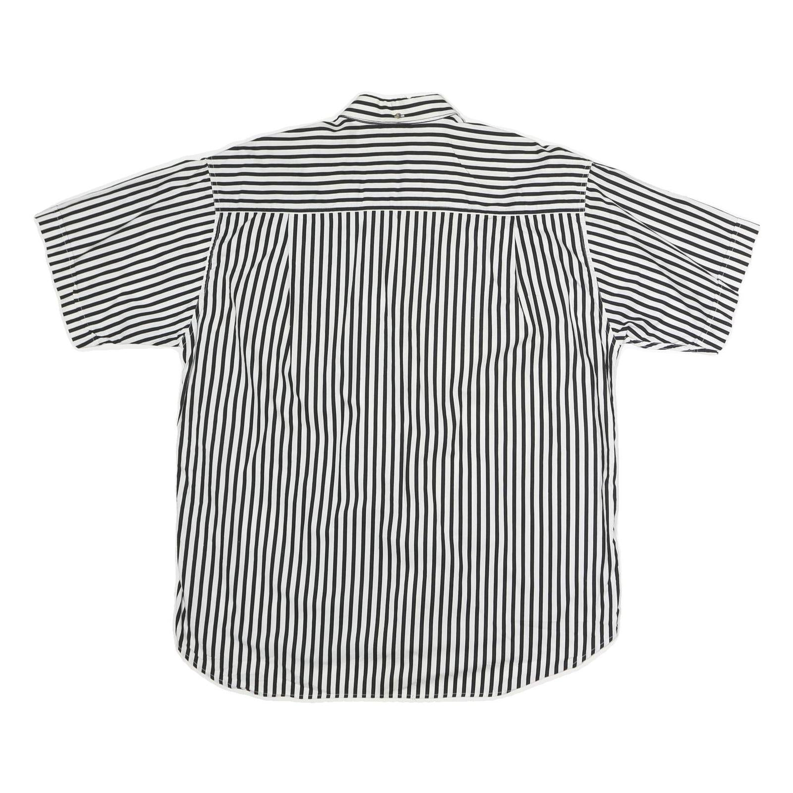 CHRISTIAN DIOR Mens Black & White Striped Cotton Shirt M Button Down Casual