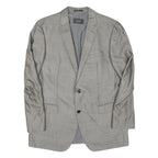 N/A Mens Grey Wool Blend Classic Jacket L Button Plain Elegant Formal Style