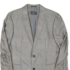 N/A Mens Grey Wool Blend Classic Jacket L Button Plain Elegant Formal Style