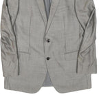 N/A Mens Grey Wool Blend Classic Jacket L Button Plain Elegant Formal Style