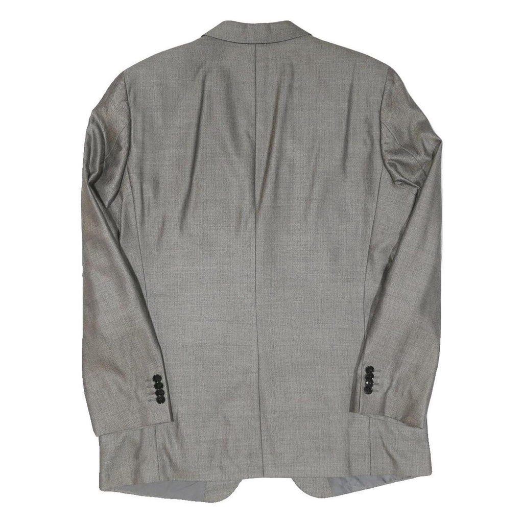 N/A Mens Grey Wool Blend Classic Jacket L Button Plain Elegant Formal Style