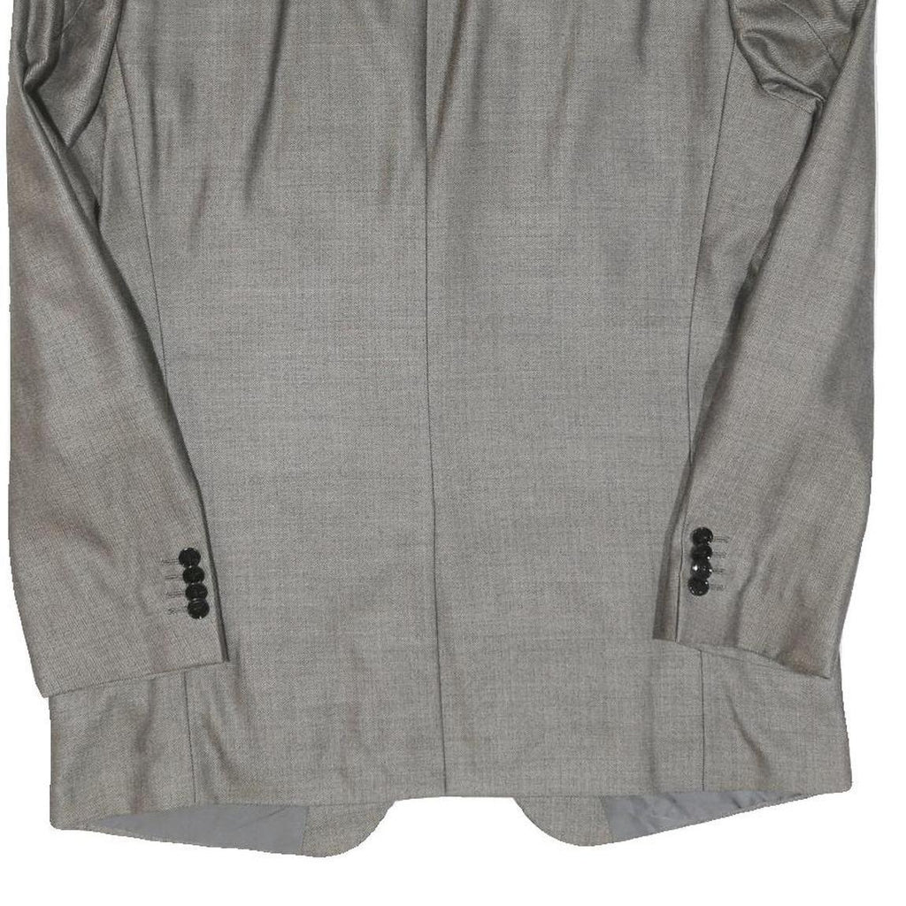 N/A Mens Grey Wool Blend Classic Jacket L Button Plain Elegant Formal Style