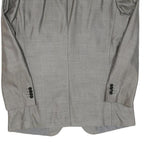 N/A Mens Grey Wool Blend Classic Jacket L Button Plain Elegant Formal Style