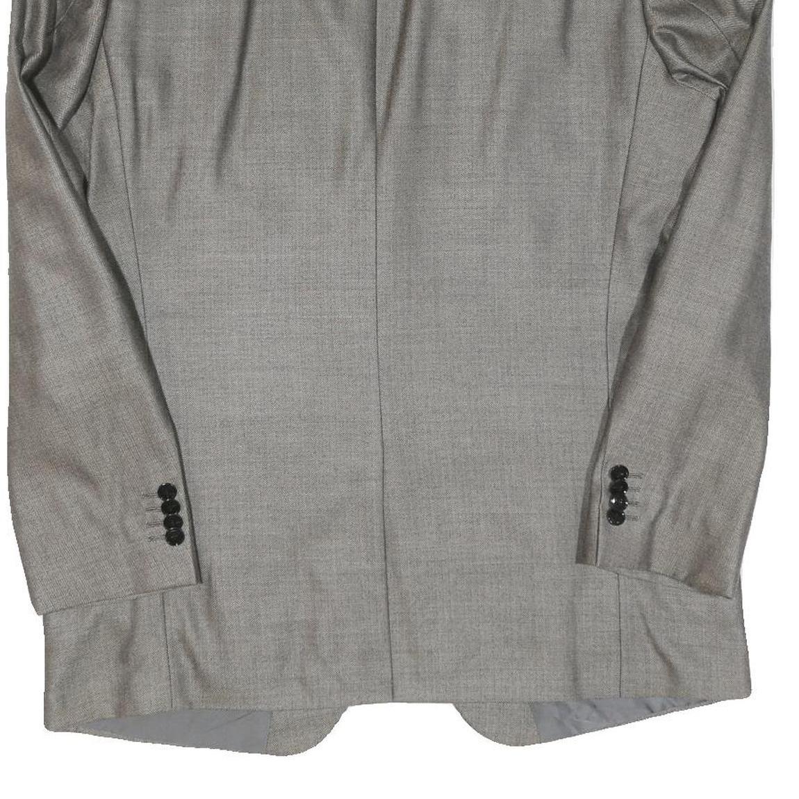 N/A Mens Grey Wool Blend Classic Jacket L Button Plain Elegant Formal Style