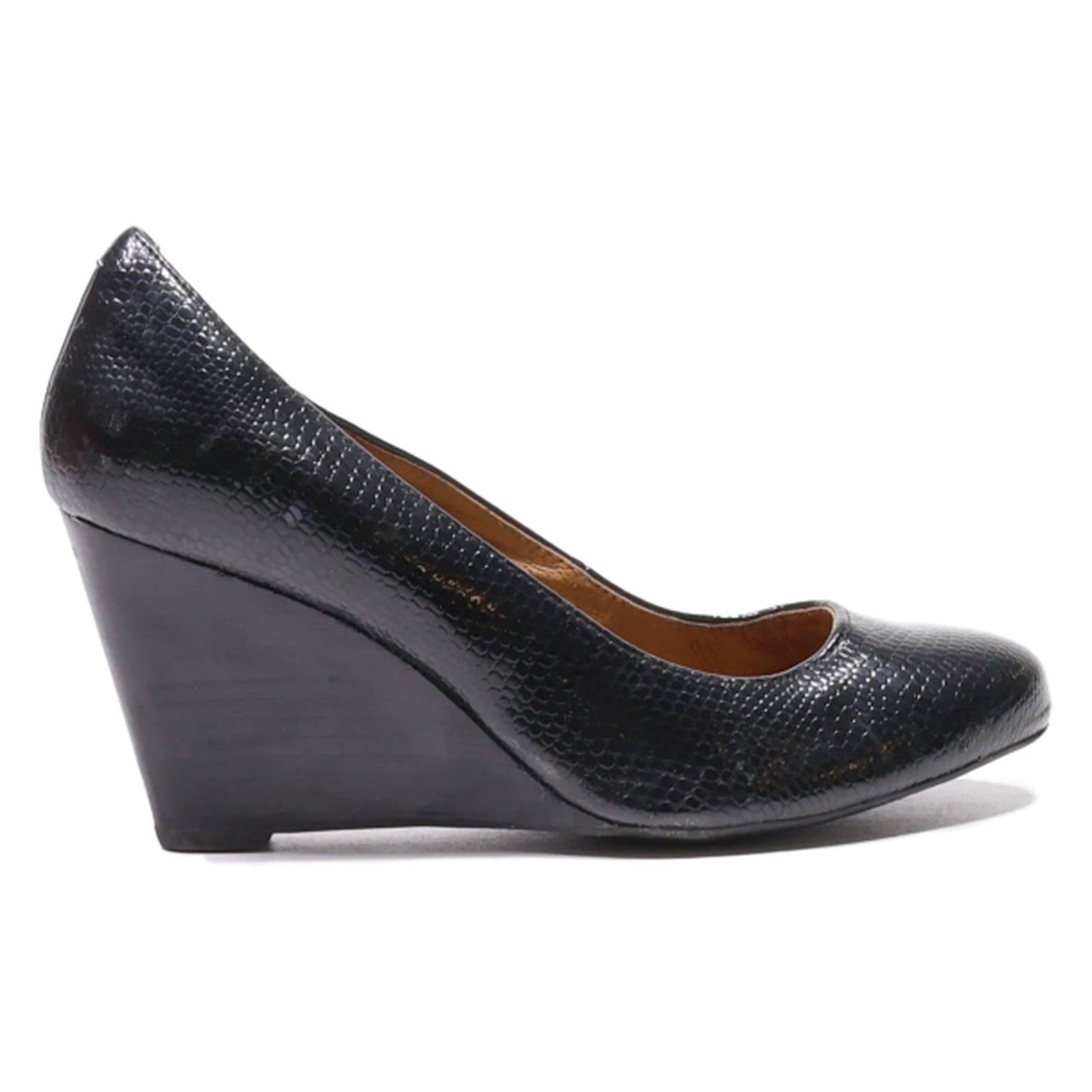 CLARKS Wedge Heels Black Leather Womens UK 5.5