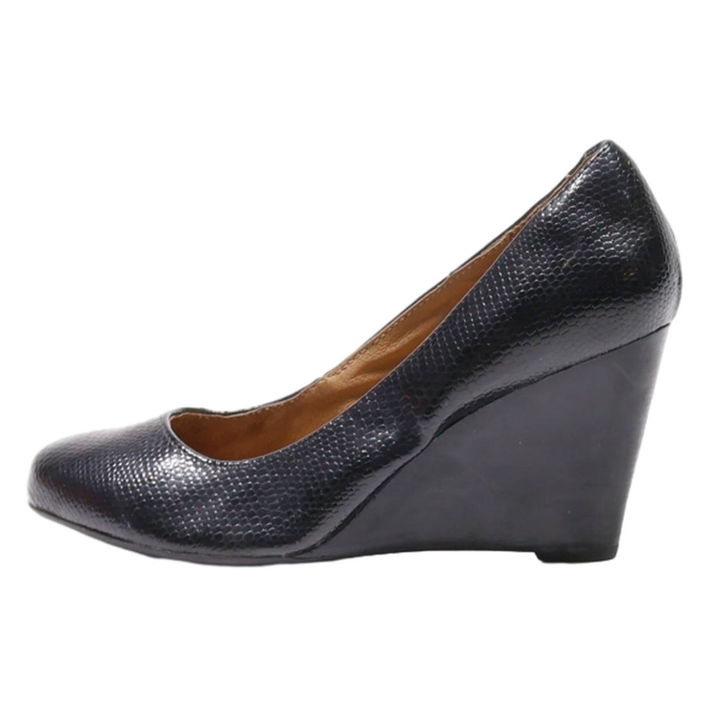 CLARKS Wedge Heels Black Leather Womens UK 5.5