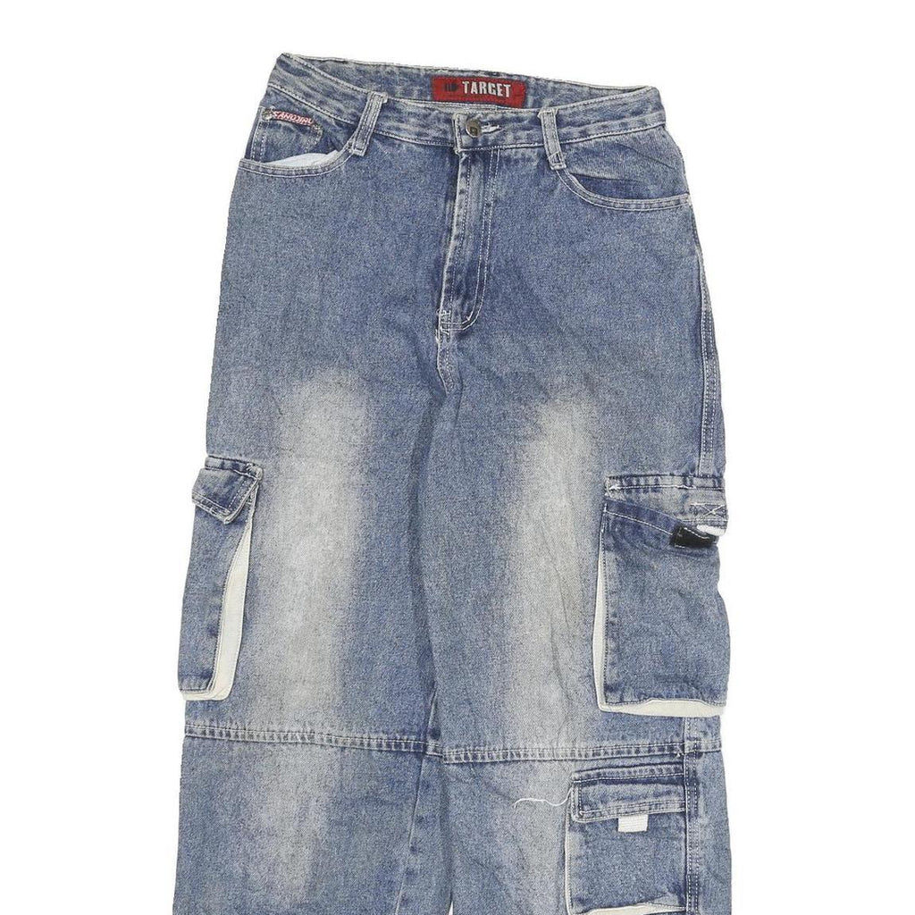 TARGET Mens Relaxed Blue Denim Relaxed Fit Cargo Pocket W26 L28 Workwear Jeans