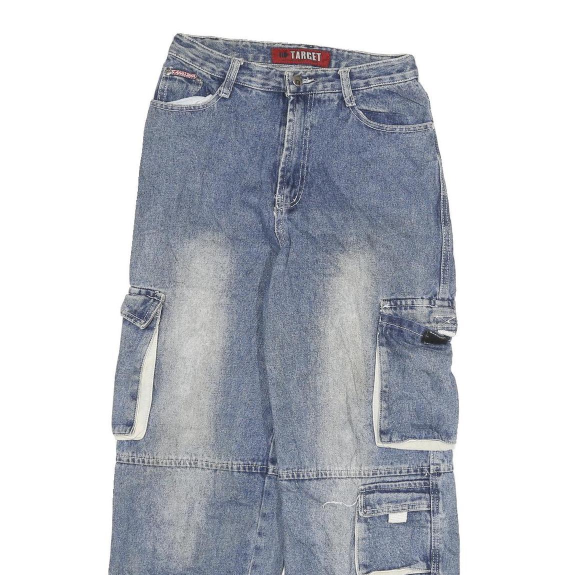 TARGET Mens Relaxed Blue Denim Relaxed Fit Cargo Pocket W26 L28 Workwear Jeans