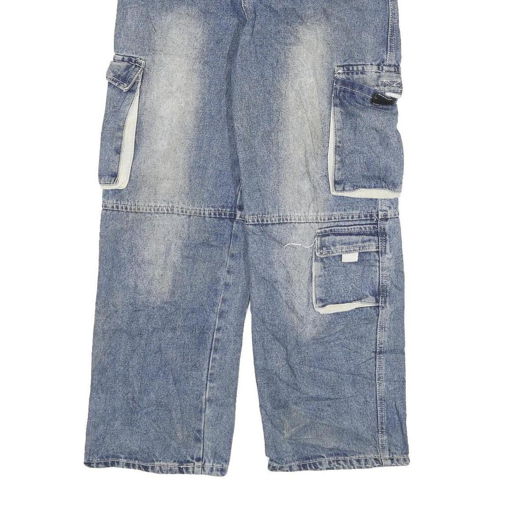 TARGET Mens Relaxed Blue Denim Relaxed Fit Cargo Pocket W26 L28 Workwear Jeans