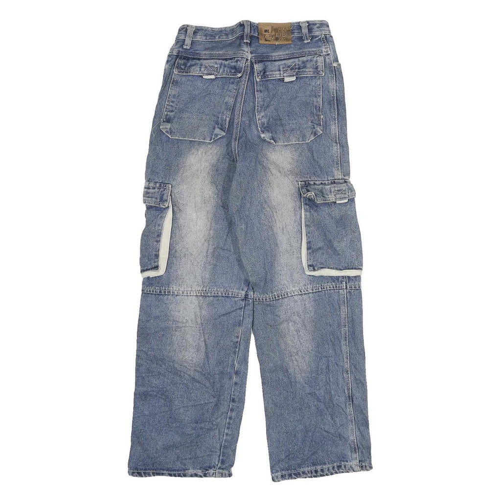 TARGET Mens Relaxed Blue Denim Relaxed Fit Cargo Pocket W26 L28 Workwear Jeans