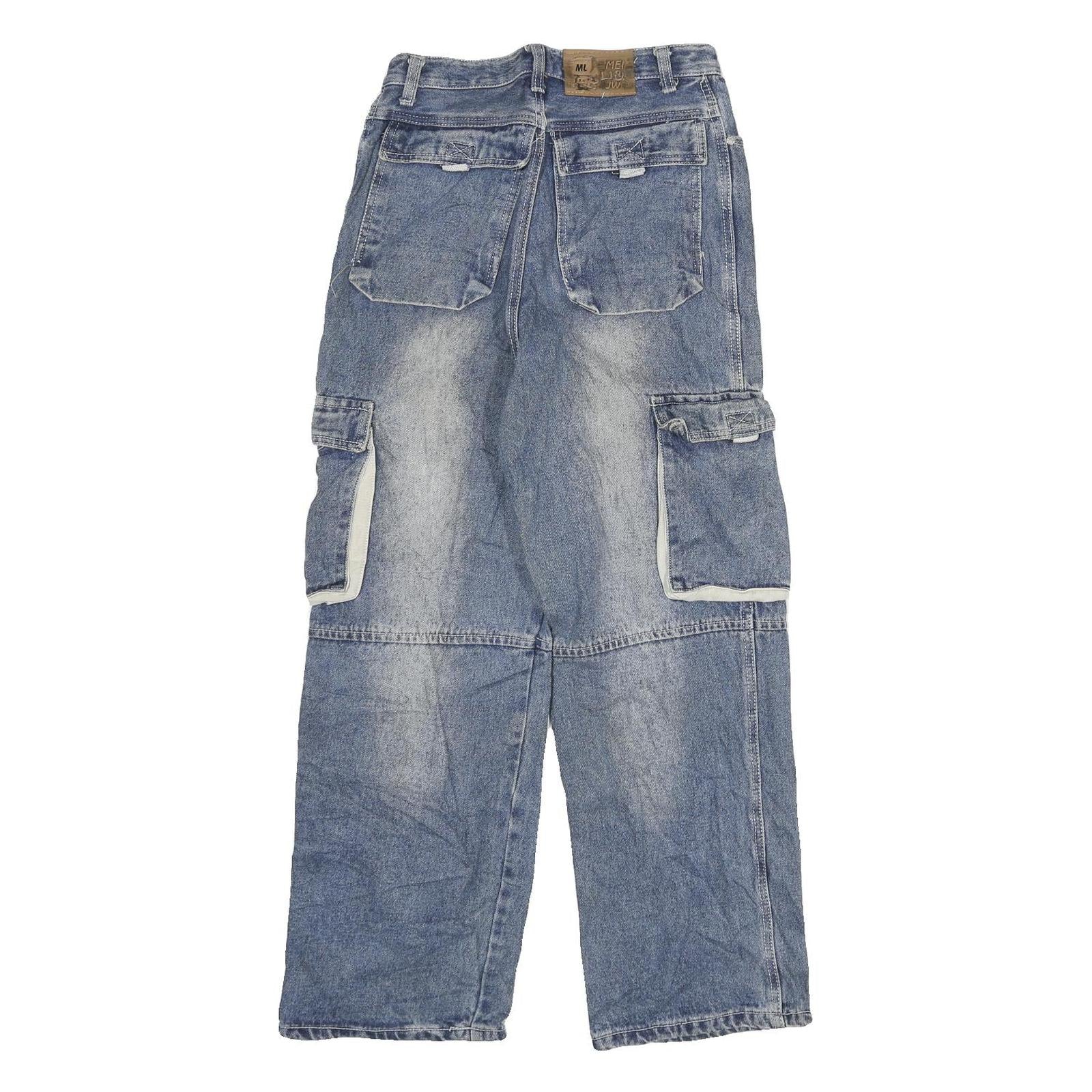 TARGET Mens Relaxed Blue Denim Relaxed Fit Cargo Pocket W26 L28 Workwear Jeans