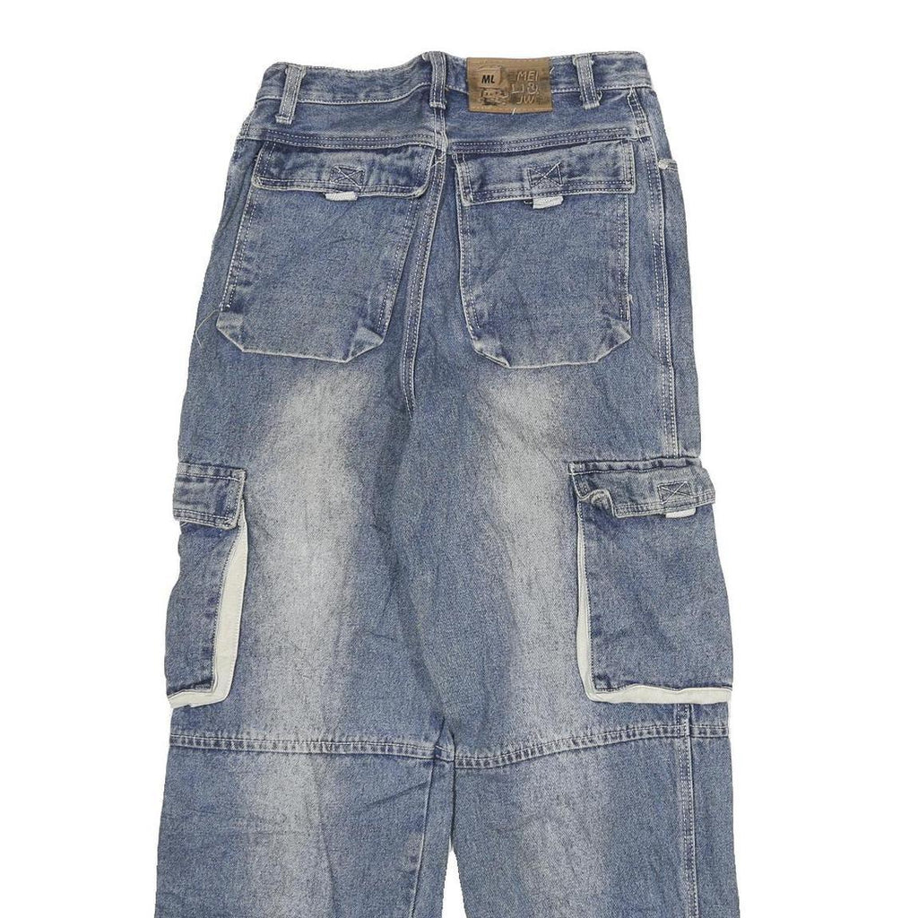 TARGET Mens Relaxed Blue Denim Relaxed Fit Cargo Pocket W26 L28 Workwear Jeans